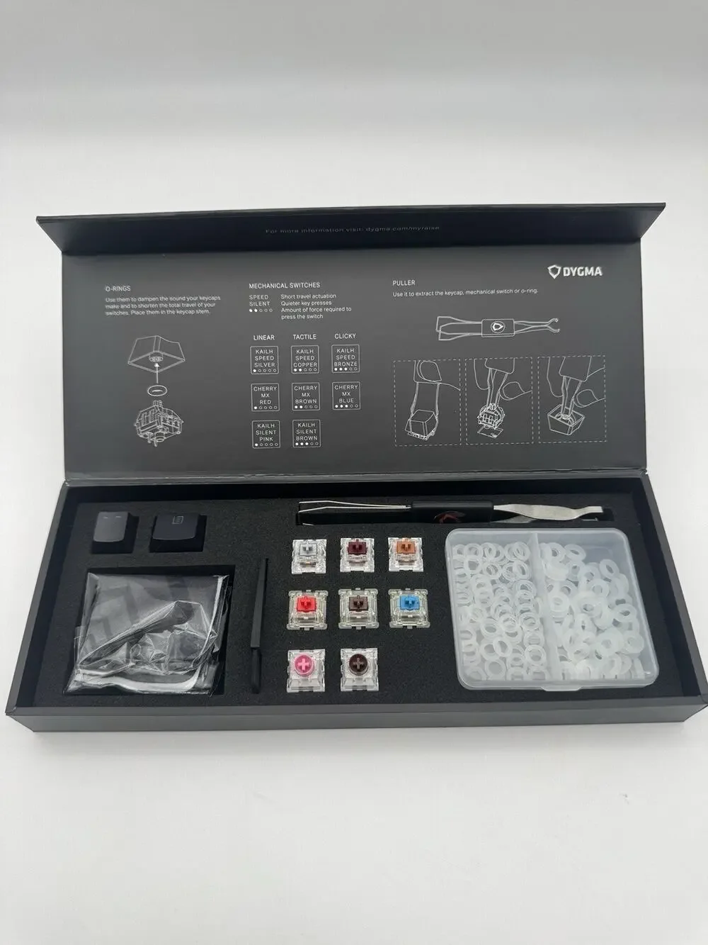 Dygma Raise Enhancement Kit Mechanical Keyboard Switches O-Rings Puller